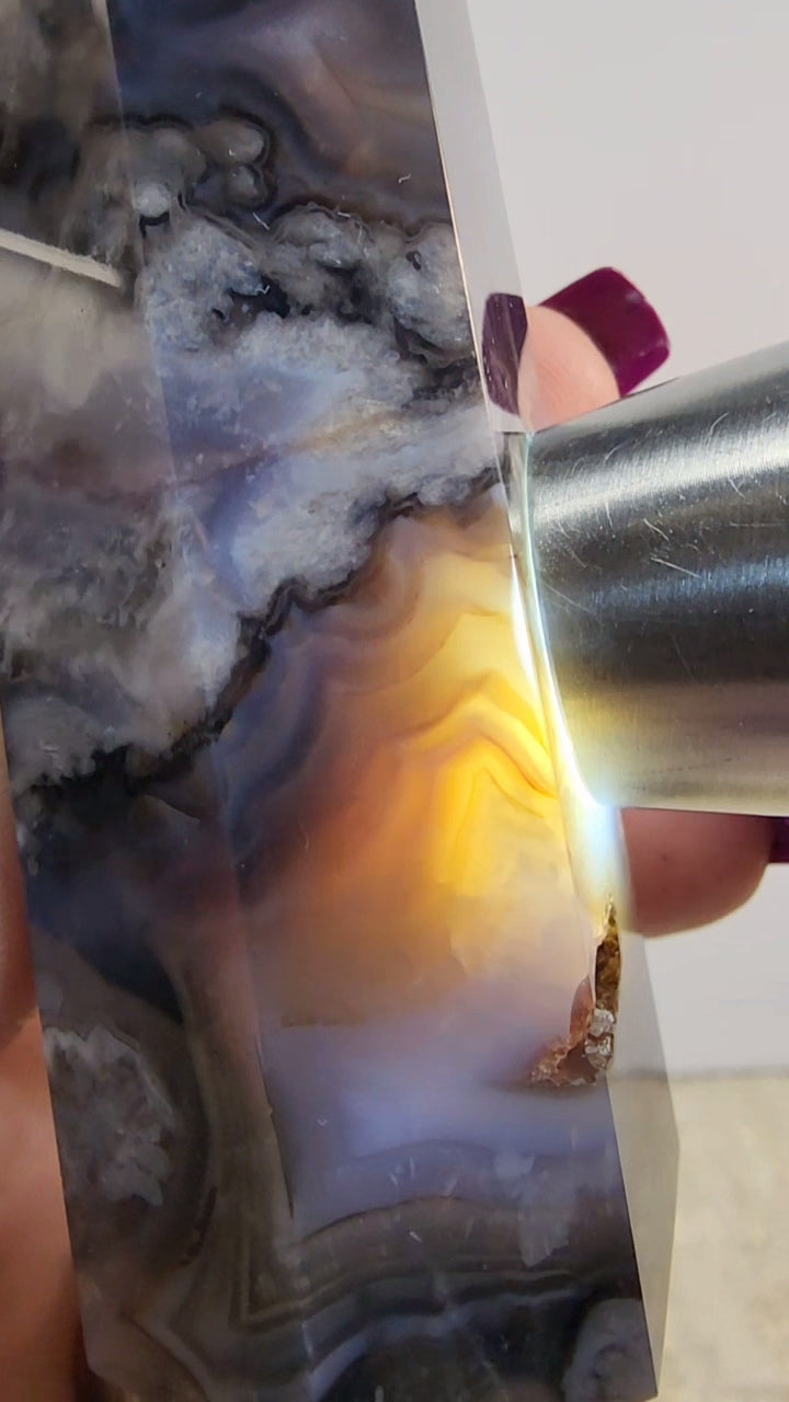 Blue Flower Agate Tower