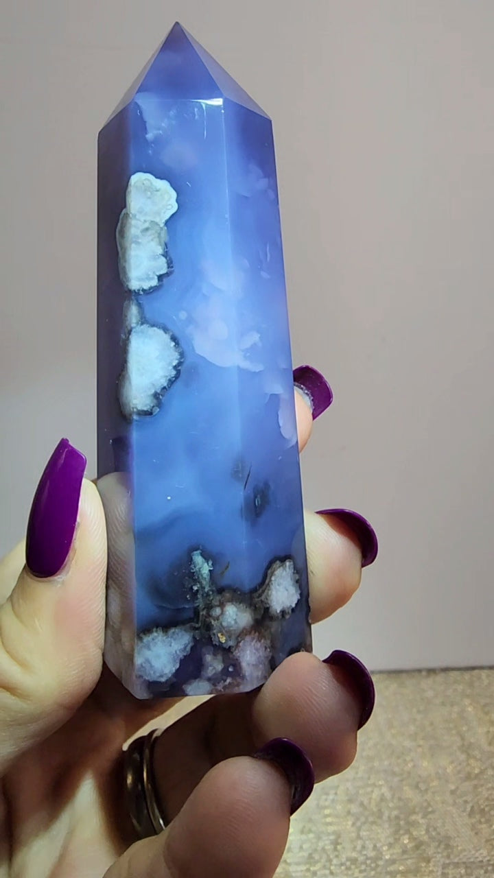 Blue Flower Agate Tower
