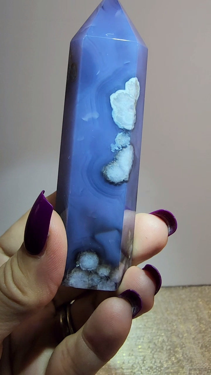 Blue Flower Agate Tower