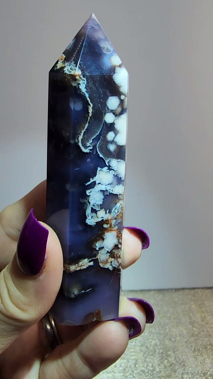 Blue Flower Agate Tower