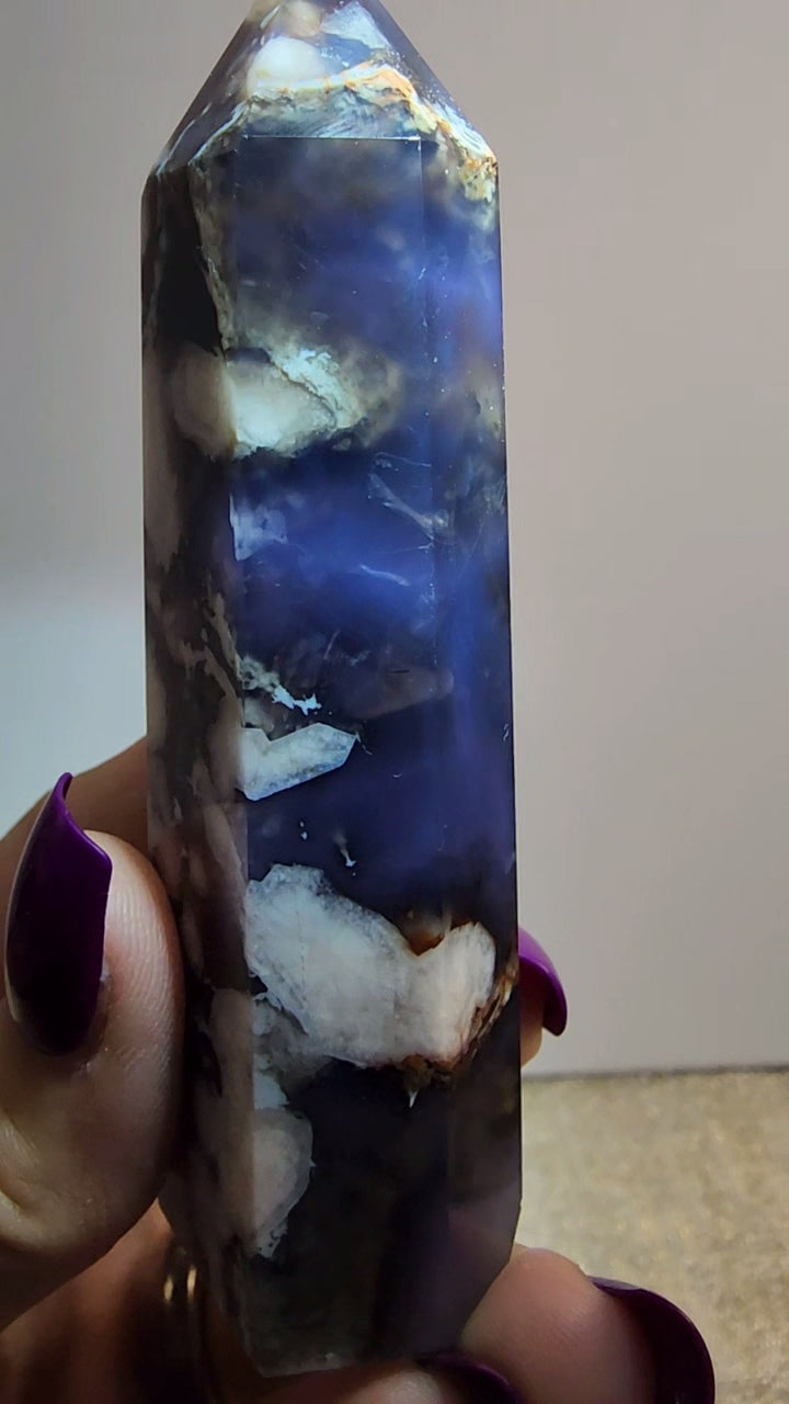 Blue Flower Agate Tower