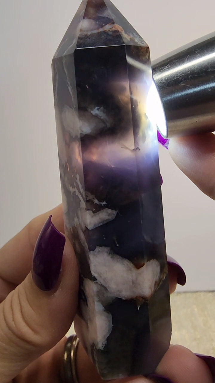 Blue Flower Agate Tower