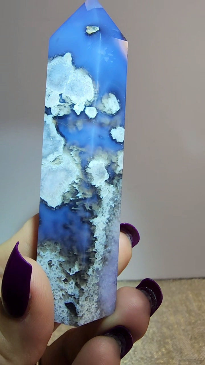 Blue Flower Agate Tower
