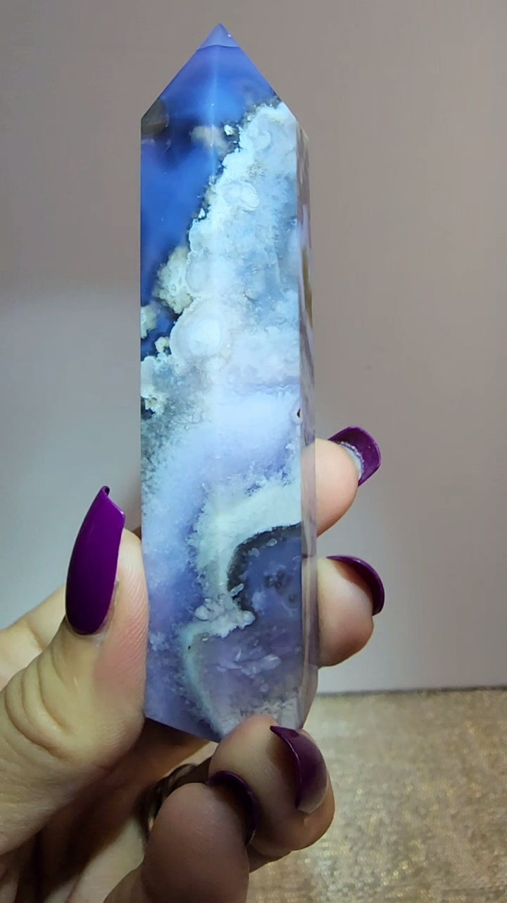 Blue Flower Agate Tower