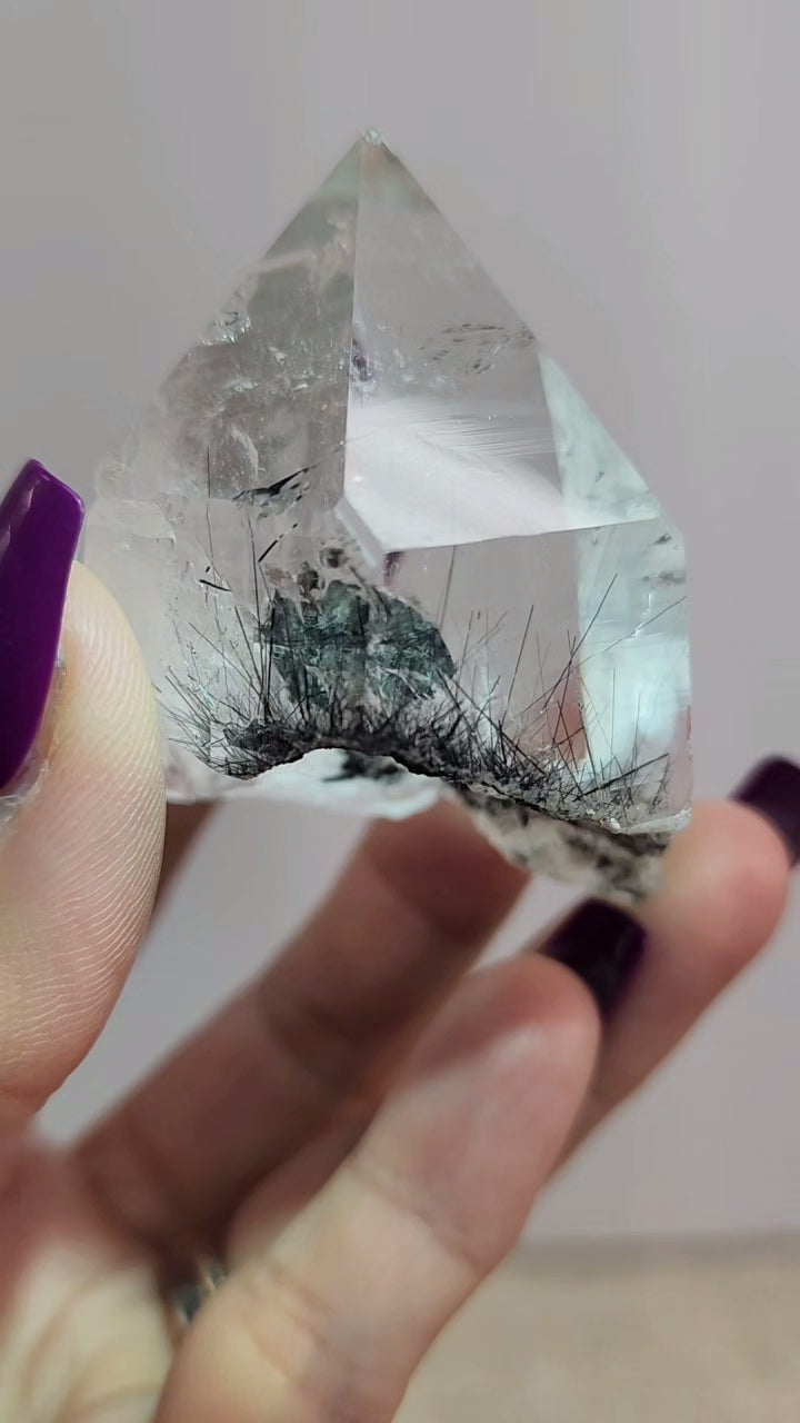 Himalayan Quartz Point with Black Rutile