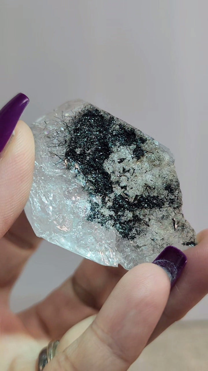 Himalayan Quartz Point with Black Rutile