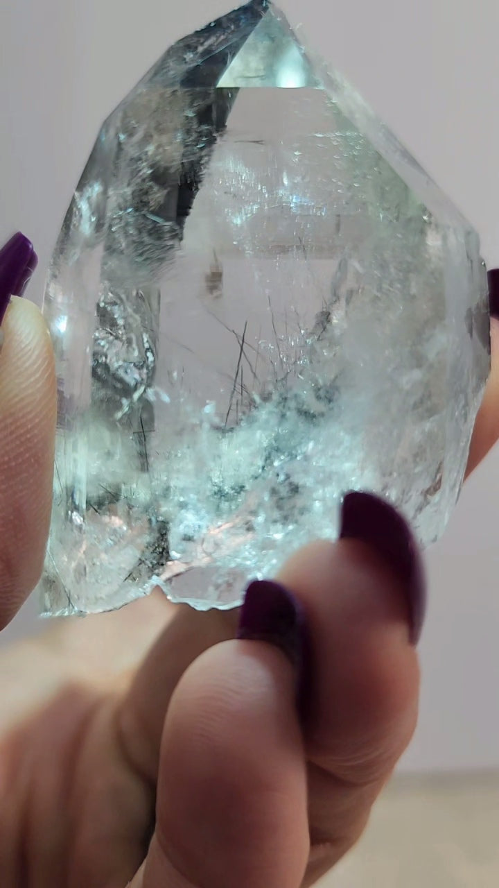 Himalayan Quartz Point with Black Rutile