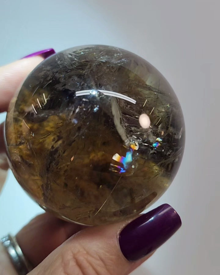Clear Smoky Garden and Rutile Sphere