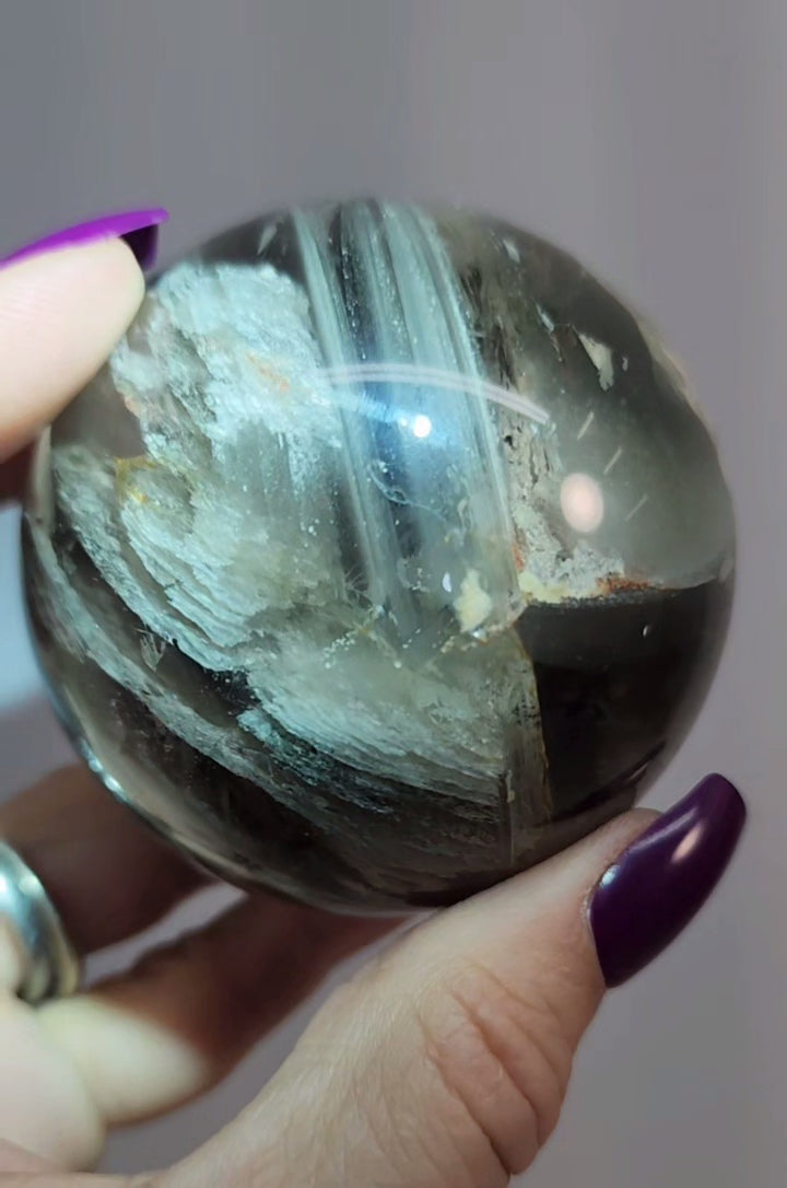 Smoky Lodolite White Garden/ White Phantom Thousand Layer Shpere