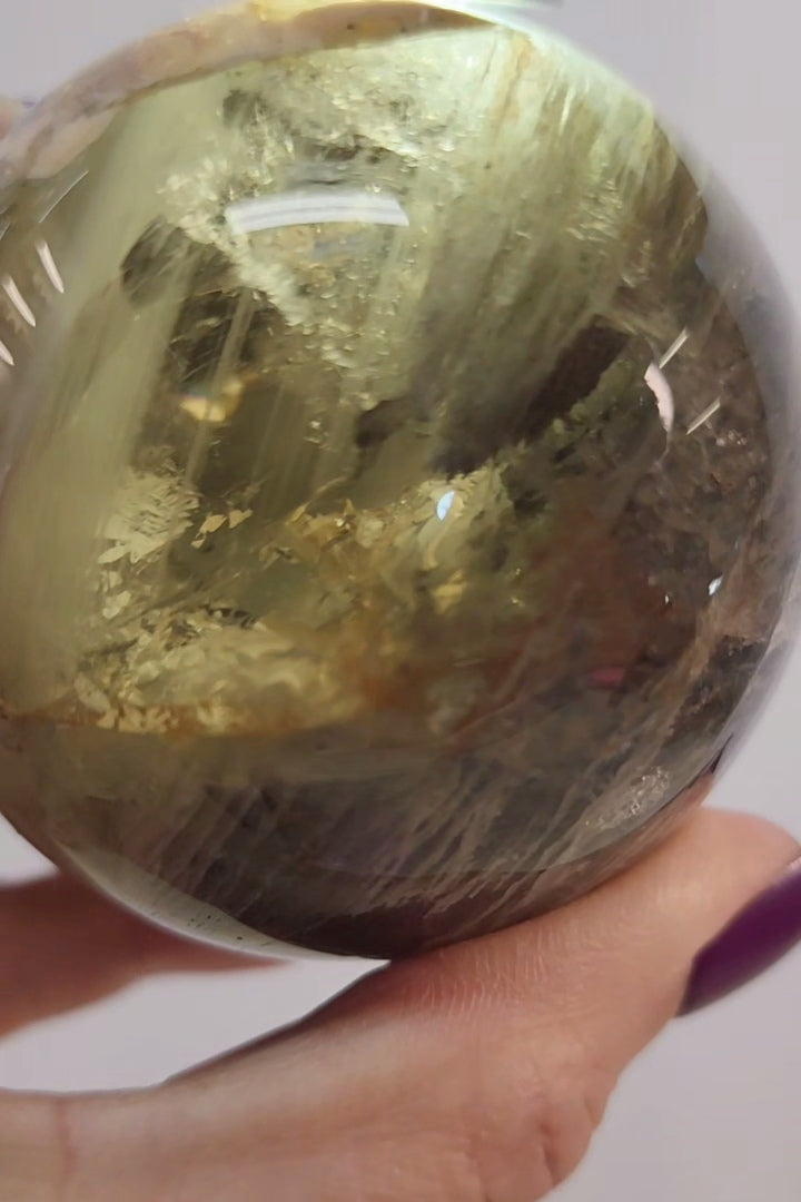 Smoky Lodolite White Garden/ White Phantom Thousand Layer Shpere