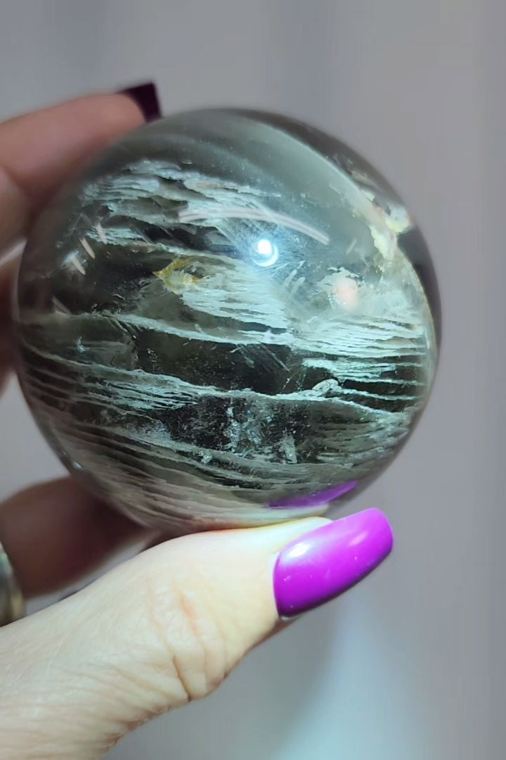 Smoky Lodolite White Garden/ White Phantom Thousand Layer Shpere