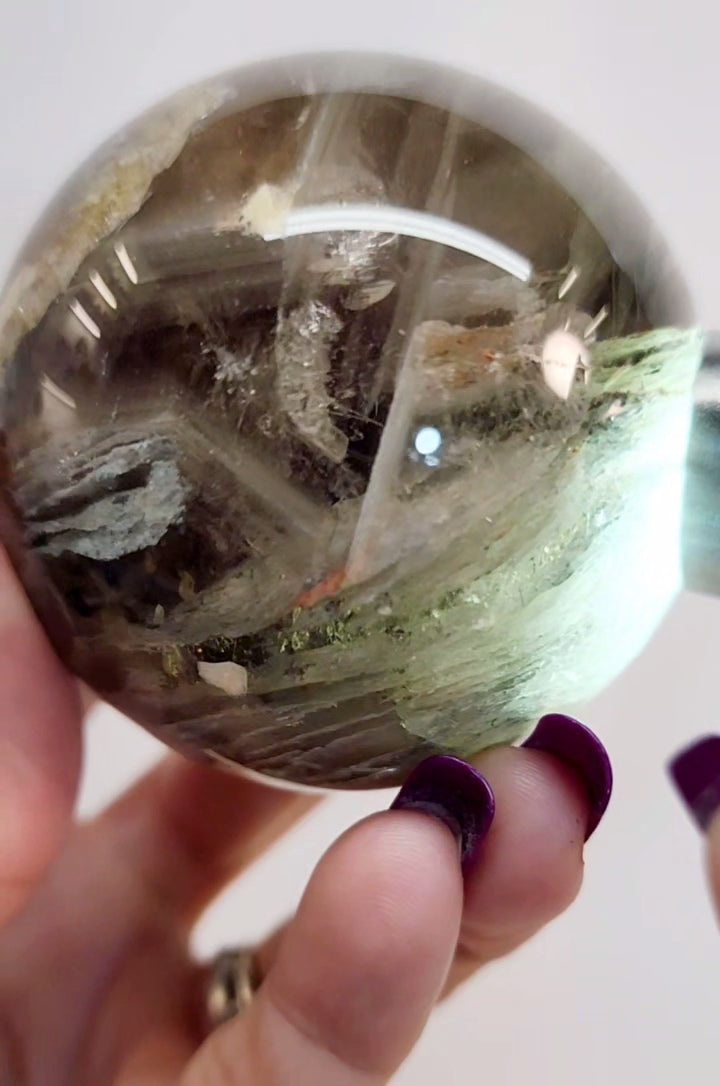Smoky Lodolite White Garden/ White Phantom Thousand Layer Shpere