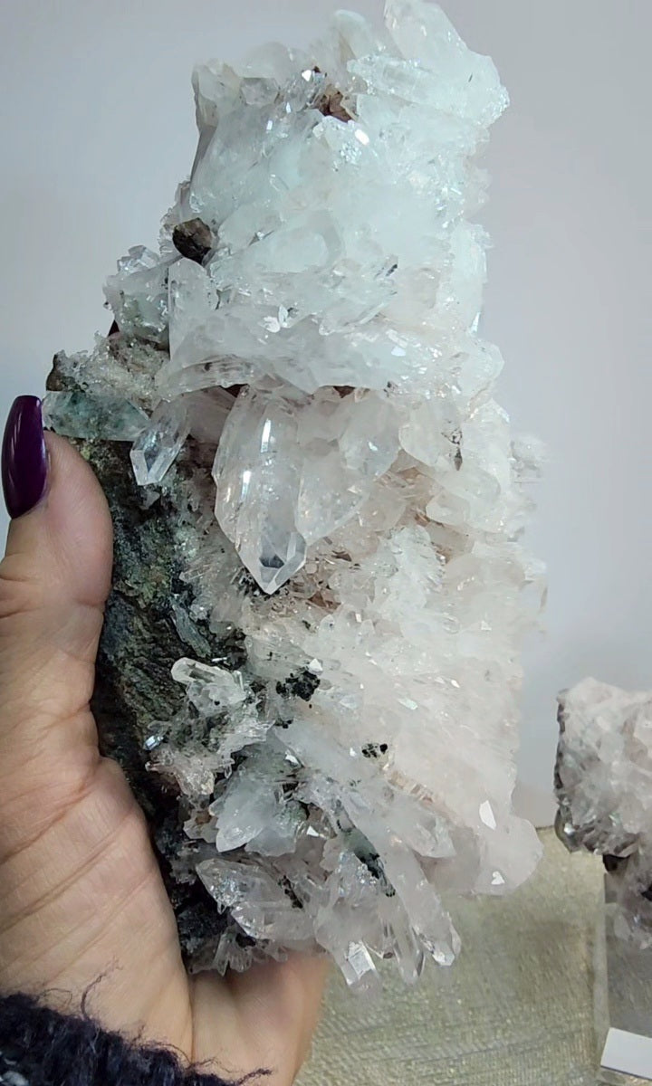 Large High Quality Pink Lemurian Quartz Cluster from Columbia
