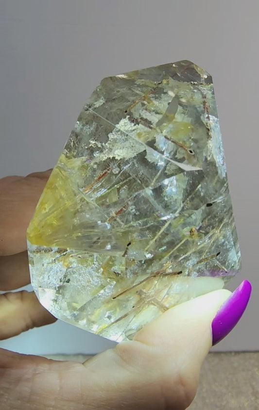 Clear Quartz Yellow Tourmaline and Golden Healer Free Form