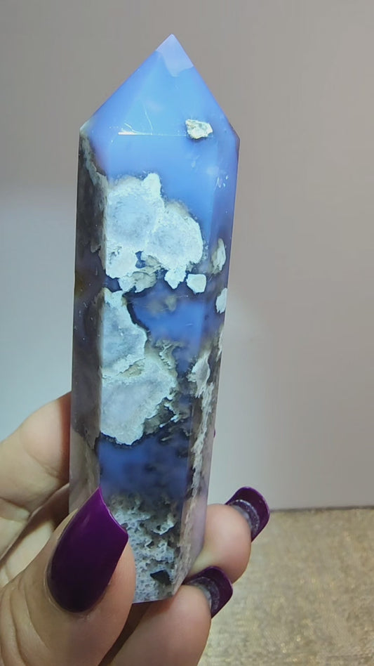 Blue Flower Agate Tower