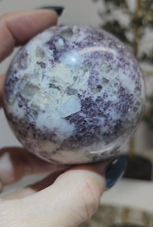 Lepidolite and Quartz Sphere with Free Shipping