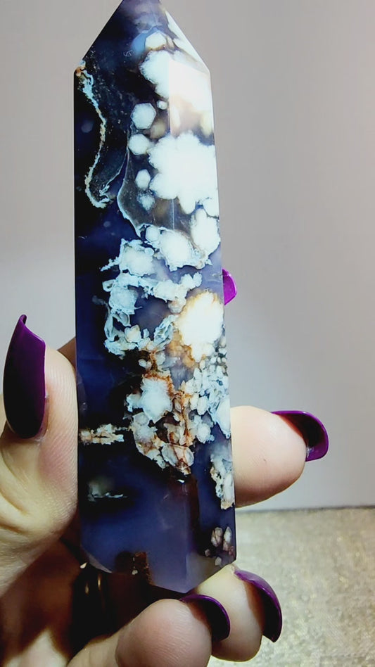 Blue Flower Agate Tower