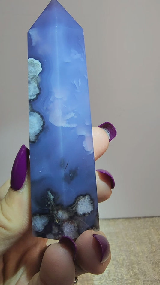 Blue Flower Agate Tower