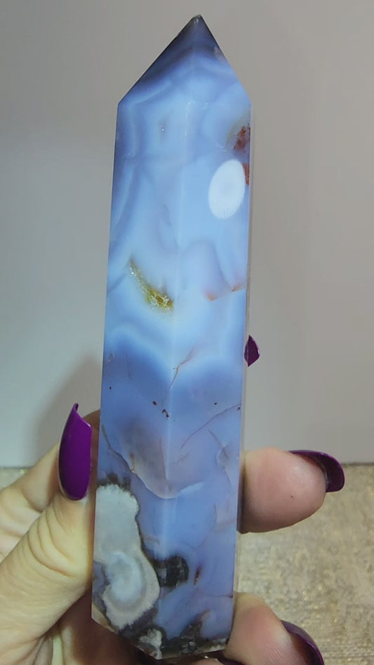 Blue Flower Agate Tower