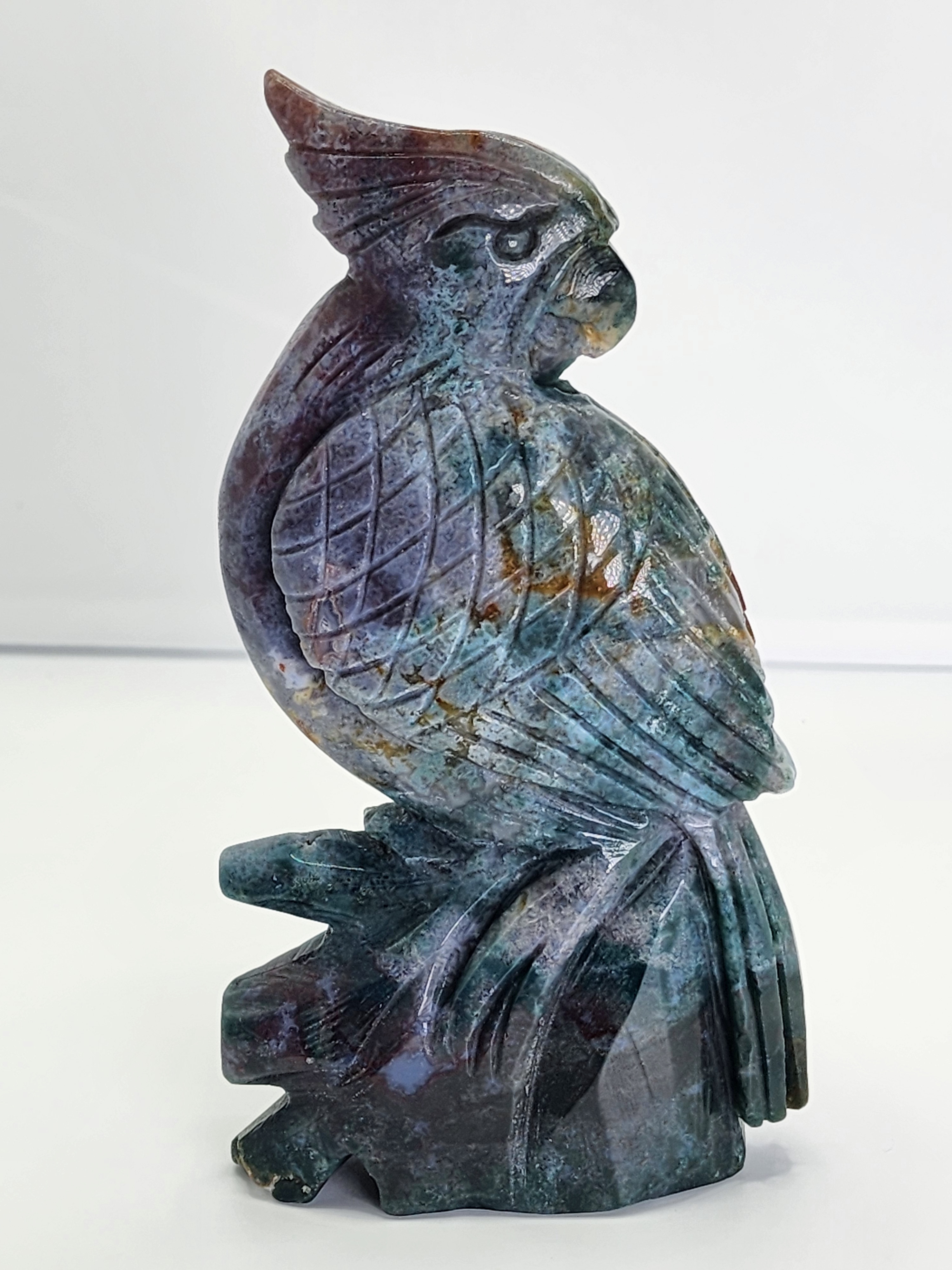 Ocean jasper parrot, parrot carving, stone carving, ocean jasper carvings, crystals, crystal carvings